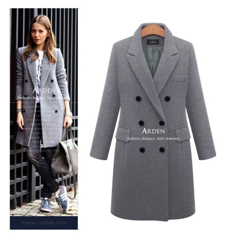 Womens Warm Jacket Wool Trench Coat Parka Vintage Fur collar Winter Overcoat New 