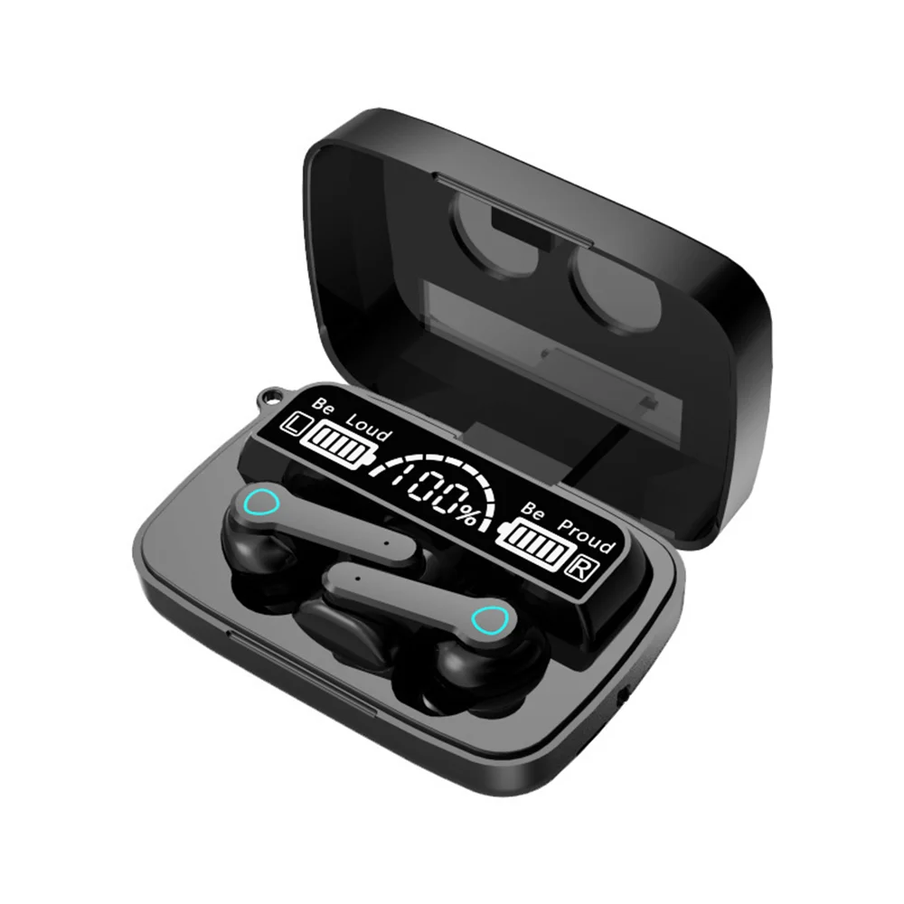 

New M19 TWS BT 5.1Touch Waterproof Led Display Sport Headset Wireless Earbuds Earphones, Black/blue/pink