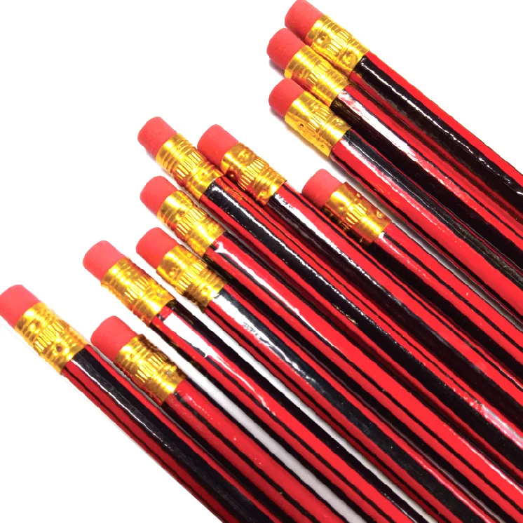 

red and black hb pencil with eraser top, Customized