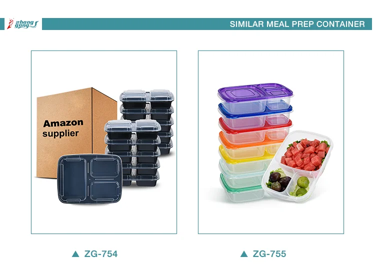 Freshware Bpa Free Stackable Meal Prep 3 Compartment Food Storage Containers With Lids Bento Box