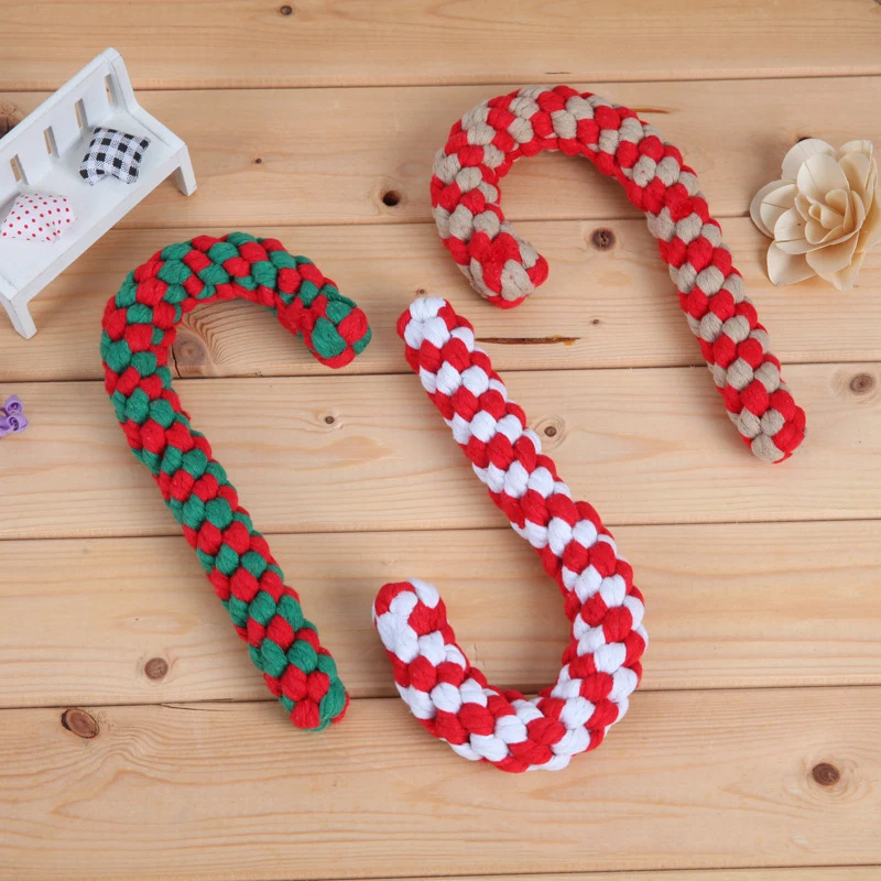 

Manufacturer wholesale three colors christmas dog rope cane toys, Mix color