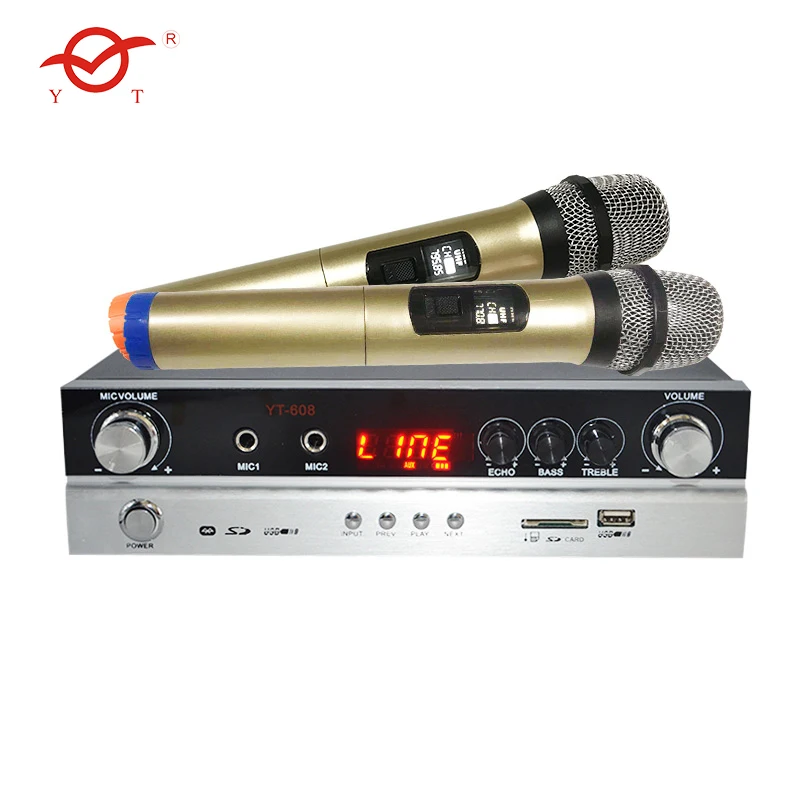 

HIFI stereo amplifier for home theater system with 2pcs wireless microphone