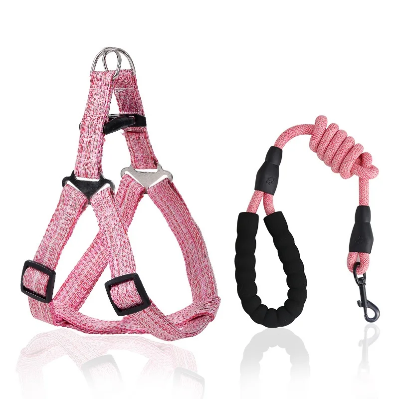 

hot Amazon Pet Supplies breathable Pet Chest Back dog Leash Set Adjustable dog collars and leash set dog harness set pet leash