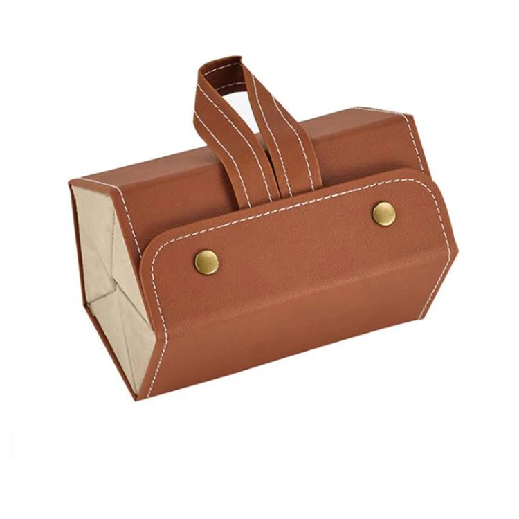 

Glasses Case Cover PU Leather 2/3/4/5/6 Pairs of Sunglasses Holder Eyeglasses Solid Decorative Storage Box, Black/brown