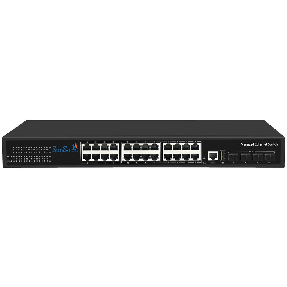 

Hot selling 2023 new type 28 Ports Managed PoE Switch 1000Mbps 24 Port Managed fiber Switch with 4*10G-SFP+