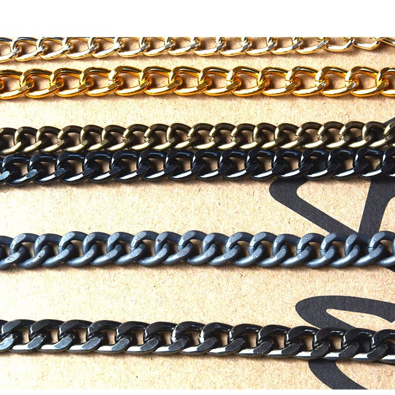 

High Quality Twisted Link Curb Chain Gunmetal Anodized Aluminum Bag Chain, Gold, shine silver, gun metal, antique color...etc