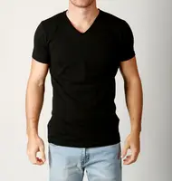 

Casual V Neck T shirts Men Slim Fit Style Basic Blank Tshirt No Label