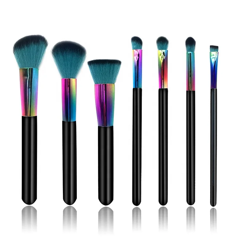 Rainbow Oval Makeup Brushes Set Kabuki Kit 7pcs 10 pcs Profession Custom Makeup Brush Set
