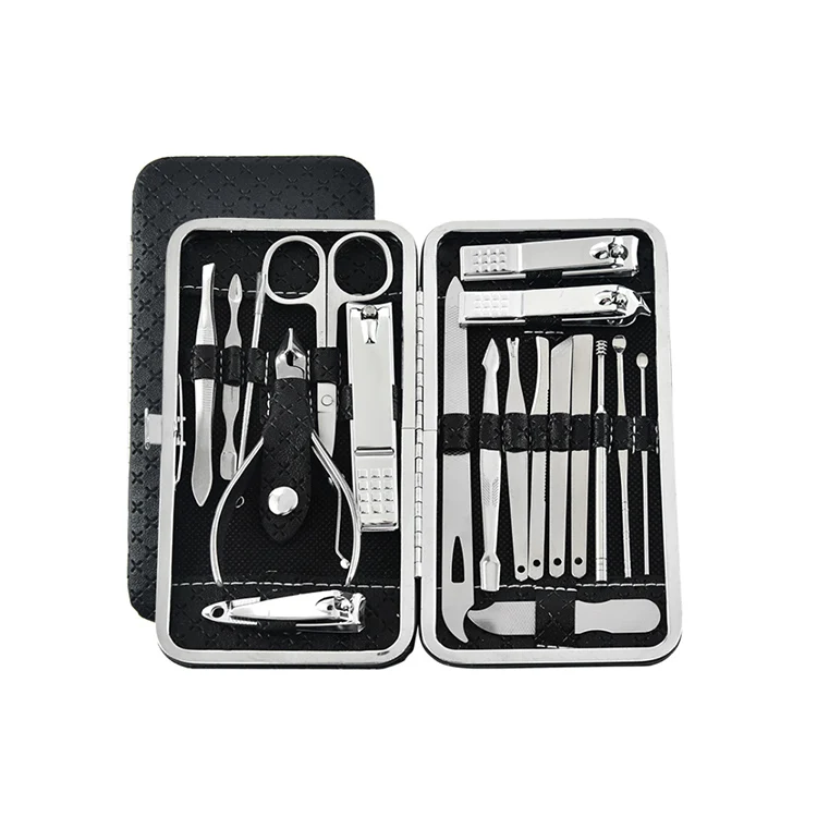 

nail manicure set 19 pcs pedicure tools Promotion gift nail clipper scissors manicure travel set, As pic