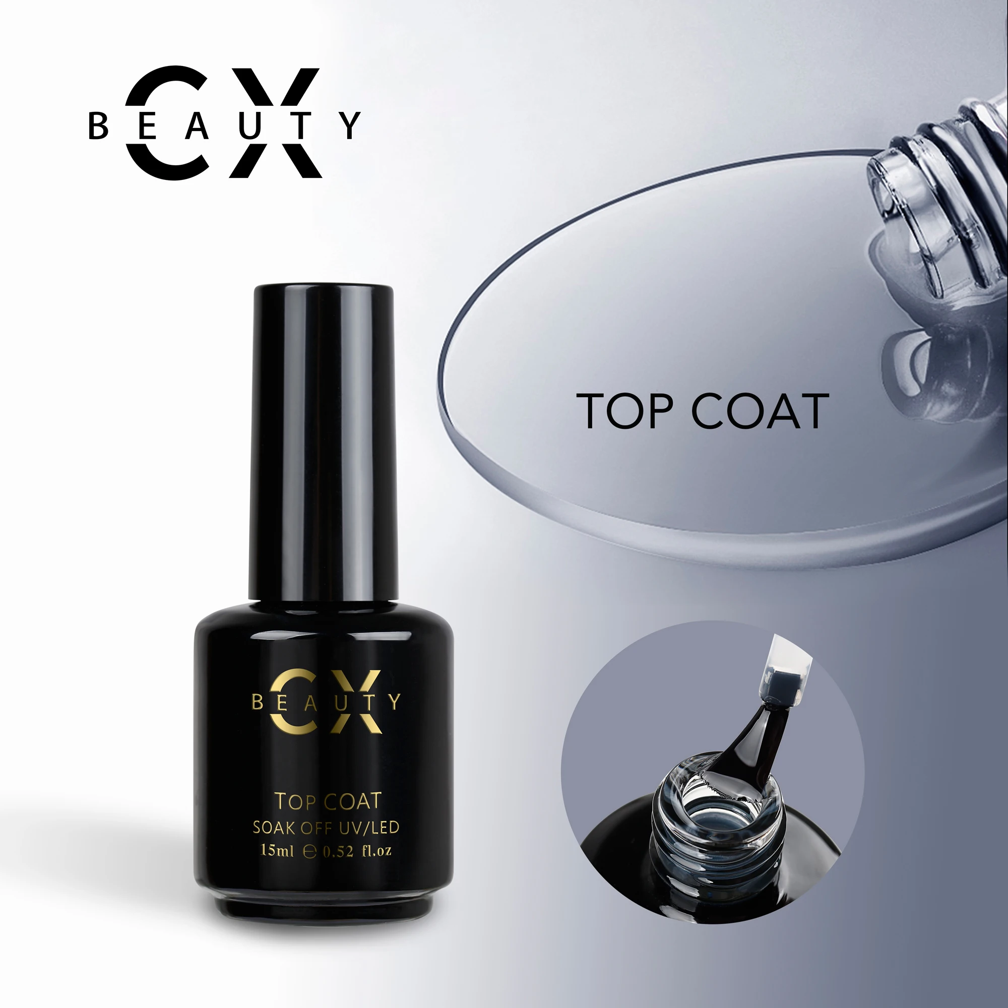 

CX beauty 15ml UV LED top coat for color gel polish, Clear