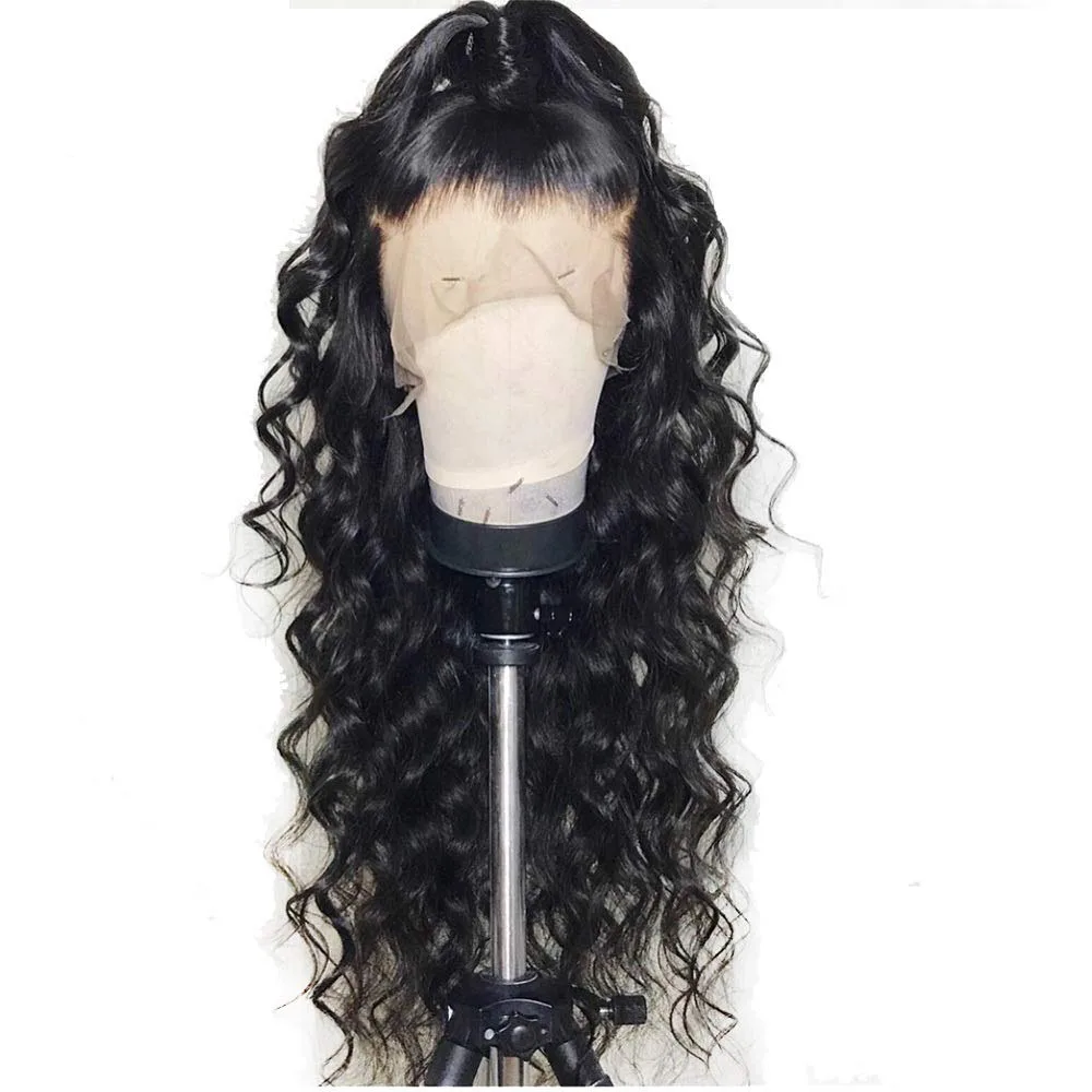 

Qingdao factory Stock long Curly Human Hair Wigs Frontal Wig Pre Plucked hair line with Baby Hair same day shipping