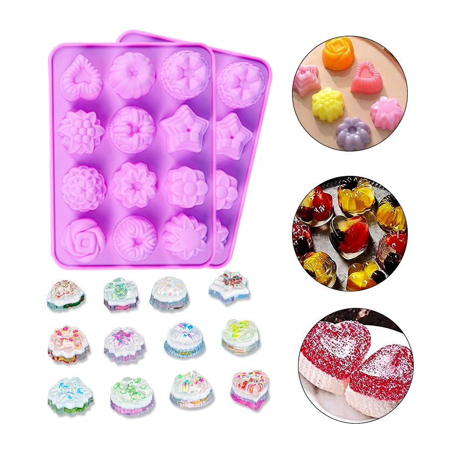 

3D Silicone Flower Shape Mold, Heat Resistant Silicone Donut Muffin Pan, Silicone Cake Mould, Brick red