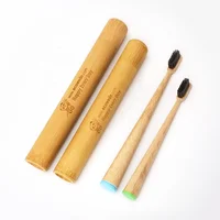 

[toothbrush+case] Adult/Kids Private Label Natural Biodegradable Bamboo Wood Toothbrush Travel Kit