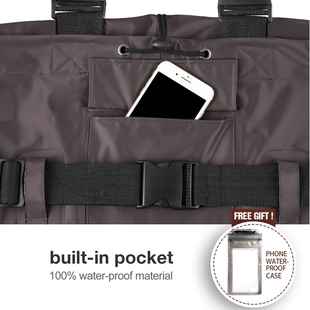 
Bootfoot chest wader, 2-Ply Nylon/PVC waterproof fishing & hunting waders for Men and Women (Green and Brown) B07 