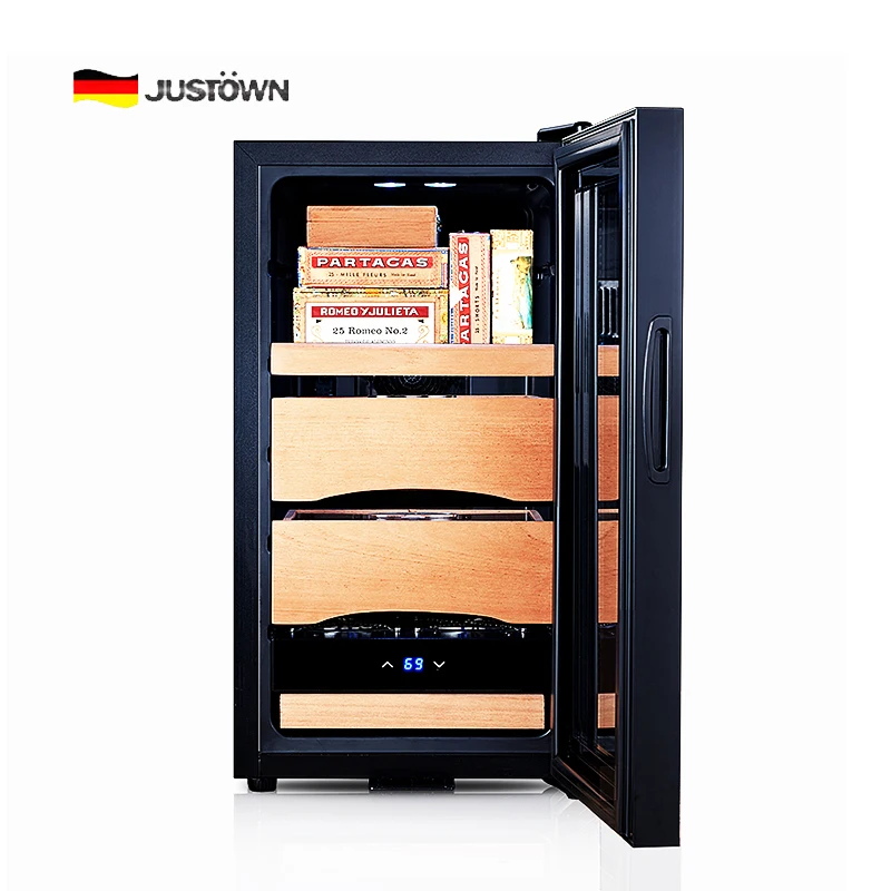 
Cigar Humidor Cabinet Constant High Accurate Humidity Fan Cooling System Non-Frost Spain Cedar Drawers Cigar Cooler 