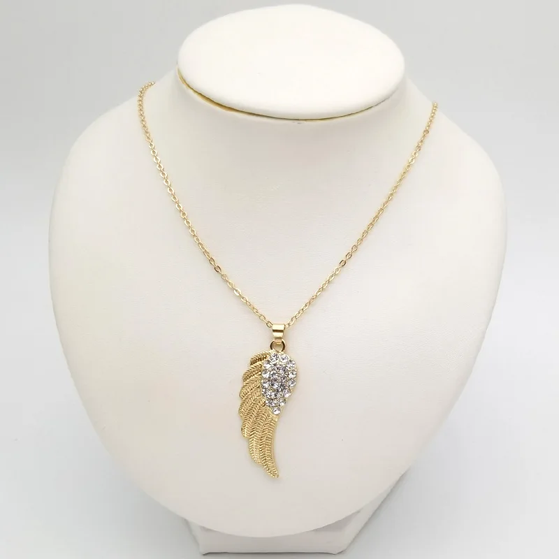 

Best Selling Gold Plated Crystal Wings Pendant Necklaces CZ Wings Choker Necklaces