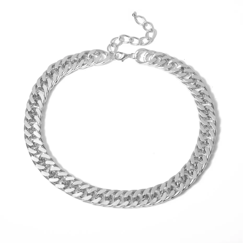 

Cheap Aluminium Alloy Punk Retro Bracelet Hip Hop Simple Thick Short Cuban Choker Minimalist Chunky Collar Necklace Wholesale