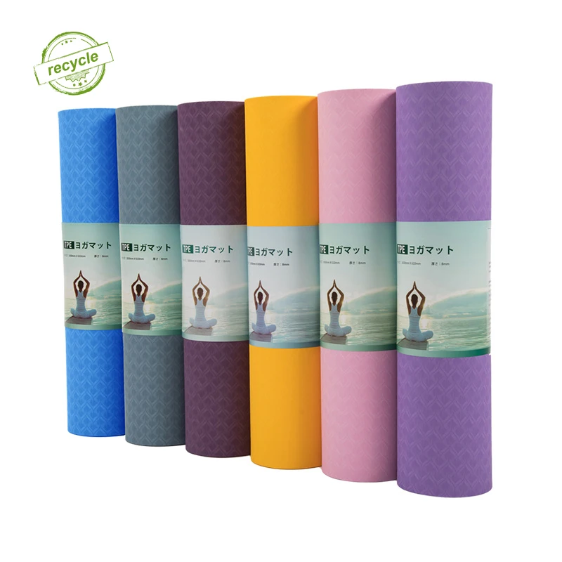 

2022 6mm Fitness Gym Reversible Position Line Non Slip Non Tear Color Tpe Gymnastic Yoga Mat,Carpet for Yoga, Customized color