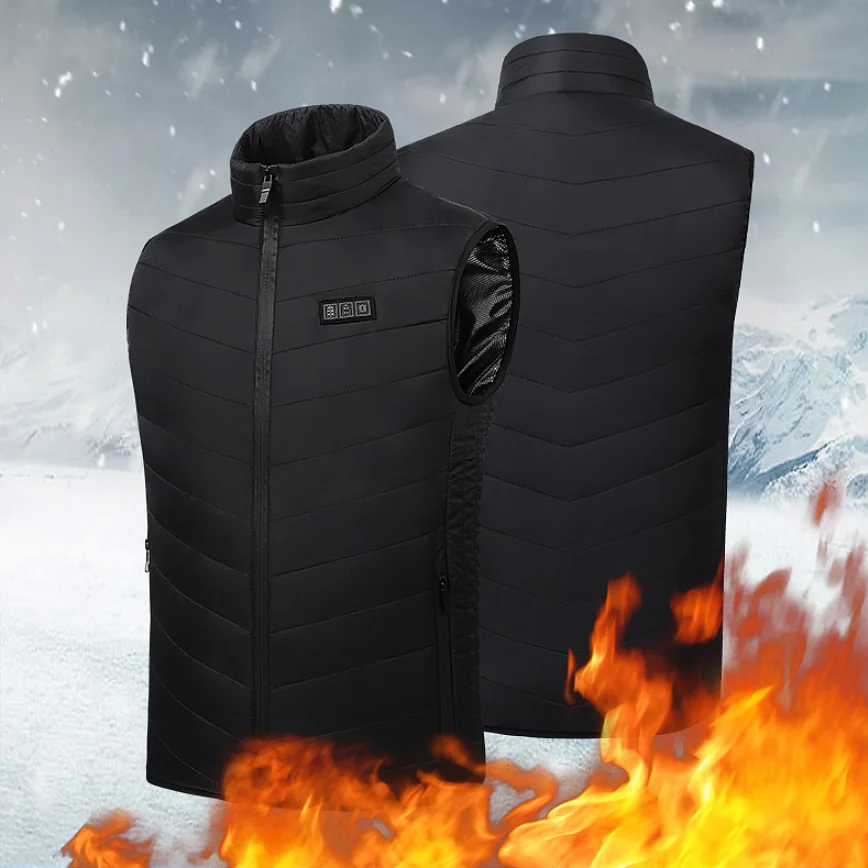 

Electric Heating Male Jackets Men Winter Heat 2021 Men Fever Man Long Puffer Bubble Smart Jacket Usb Heated Vest, Black, red