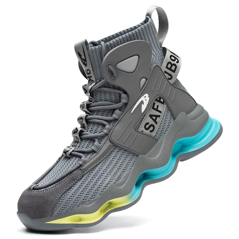 

OEM mesh upper lightweight security safety shoes breathable men high cut steel toe work boot