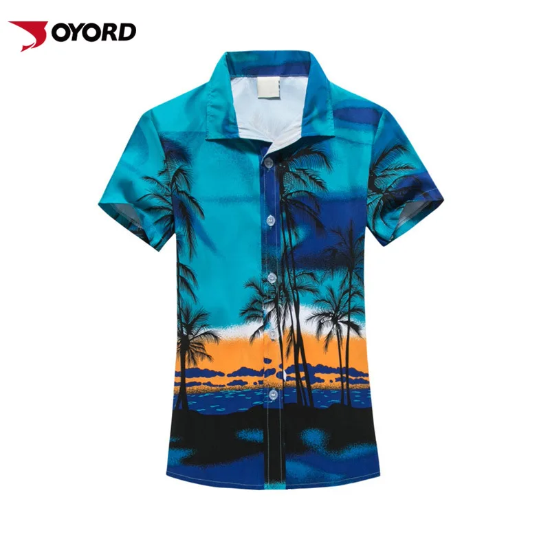 

New Design Summer Holiday Tropical Shirts Male Hawaiian Shirts Casual Floral Print Short Sleeve Button Down Shirt