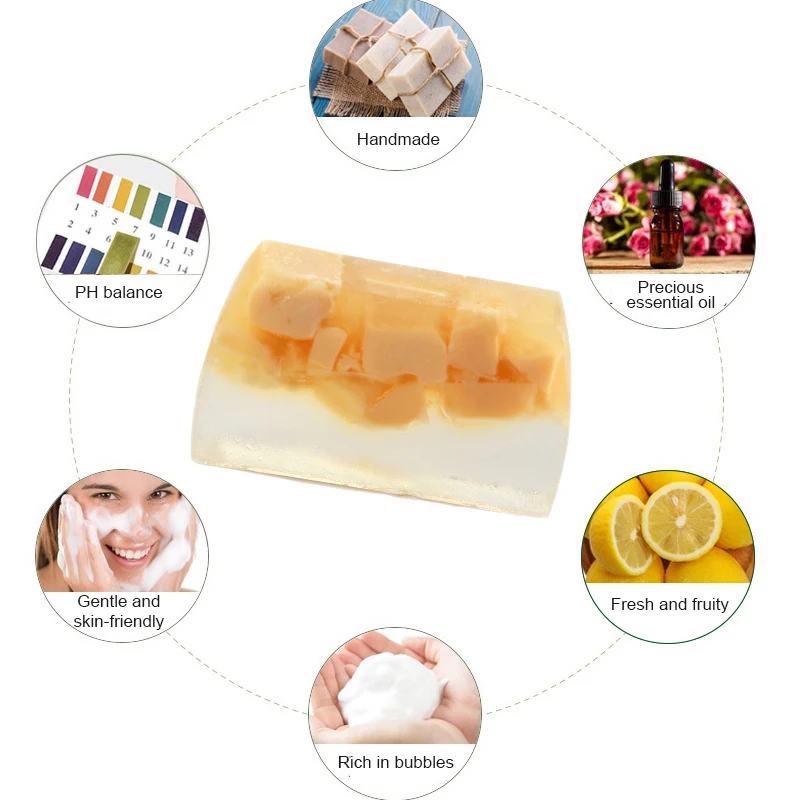 

Wholesale organic fruit soap made from goat milk is soft and shiny Savon au lait de chevre, Multicolor