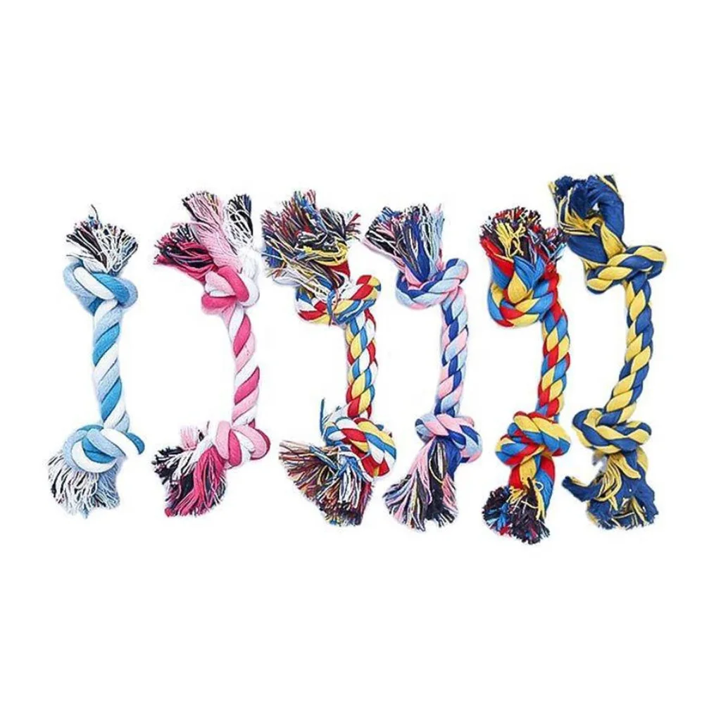 

Double knot cotton rope molar pet dog chew toy, Colorful