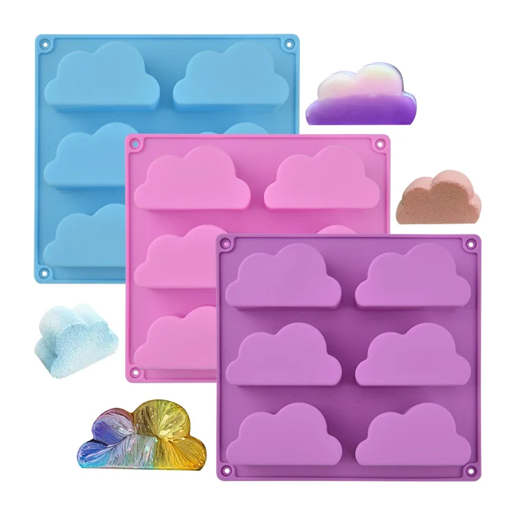 

custom soap making 6 hole cloud shape silicone cake molds silicone candle resin cloud silicone mold