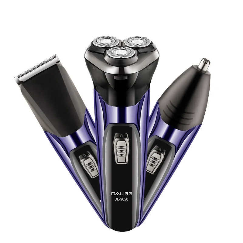 

DALING DL-9050 electric shaving barber nose hair trimming rechargeable multi-functional three in one set wholesale cross border, Black+silver;black+purple