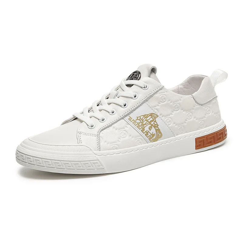 

2021 New Wholesale White Cow Leather Shoes Man Fashion Sneakers Sport