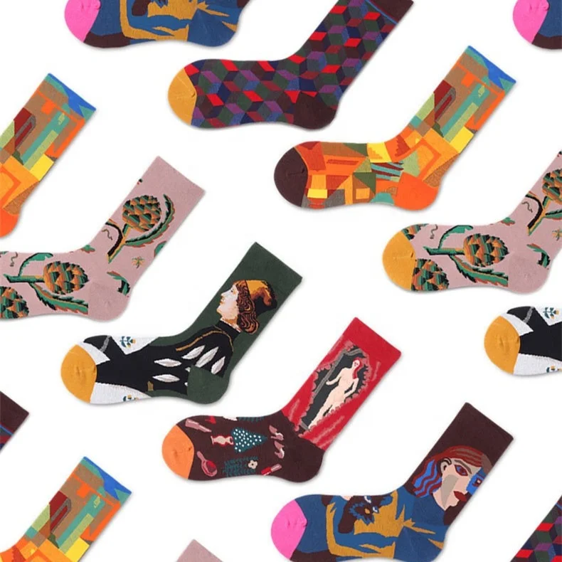 

2022 New Crew Size Fashion Design Floral Character Cute Women socks Fancy, Custom color