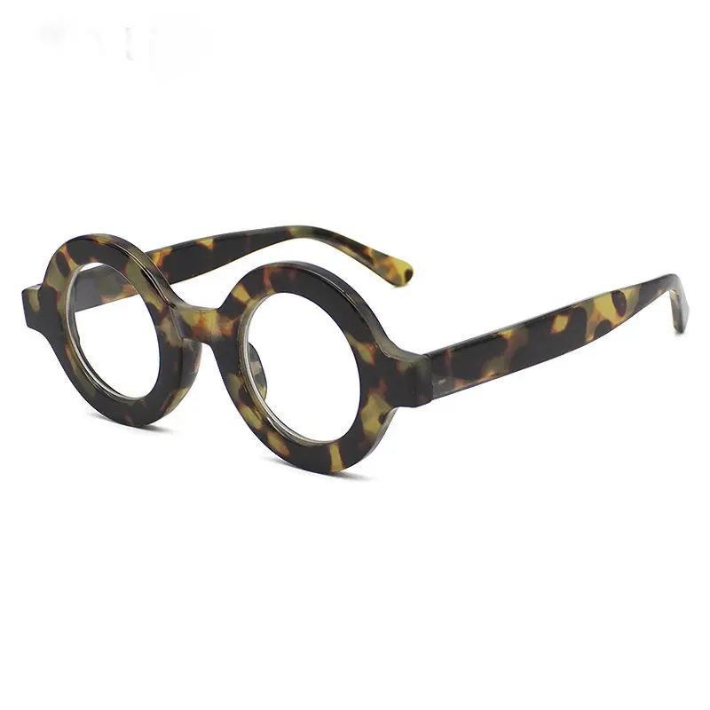 

9663 Retro Round Women Glasses Frame Fashion Leopard Champagne Eyewear Clear Anti-Blu-Ray Men Computer Eyeglasses Frame