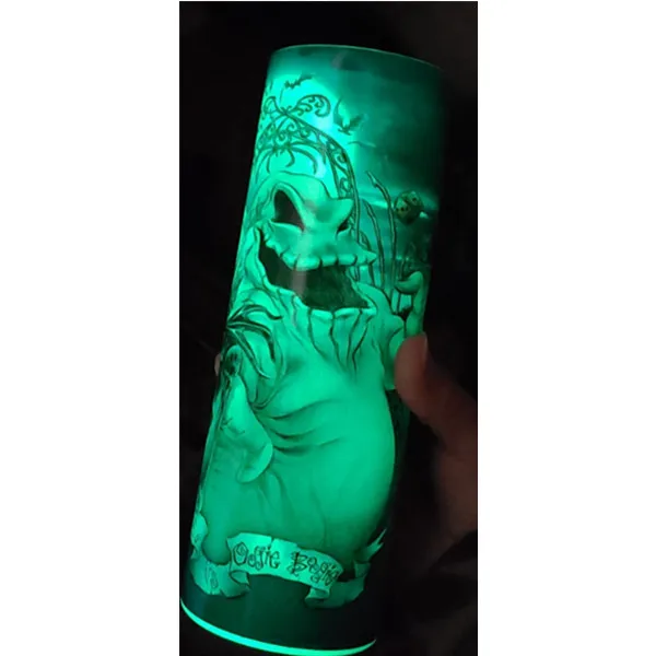 

20oz glow in the dark sublimation tumbler stainless steel sublimation straight Skinny Tumbler blanks with lid and straw, Customized color