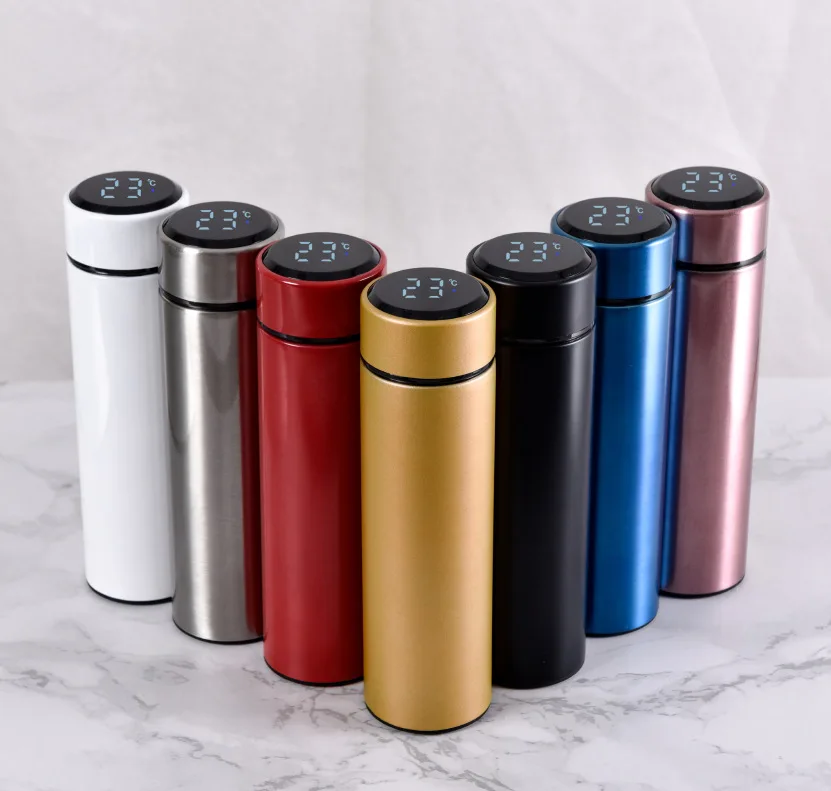 

Double Wall Thermos Designer Time Marker Reminder with Led Temperature Display Vacuum Flask Stainless Steel Smart Water Bottle, Customized color