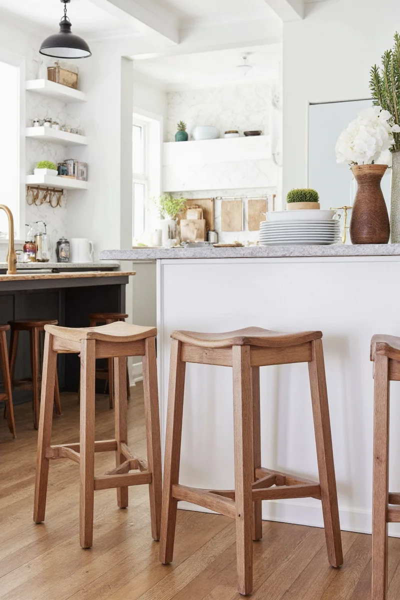 Comparison of different materials used in farm-style bar stools