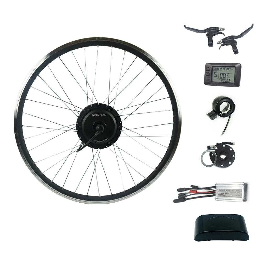 

Greenpedel 36v 48v 500w 26 inch front wheel geared hub motor electric bicycle conversion kit