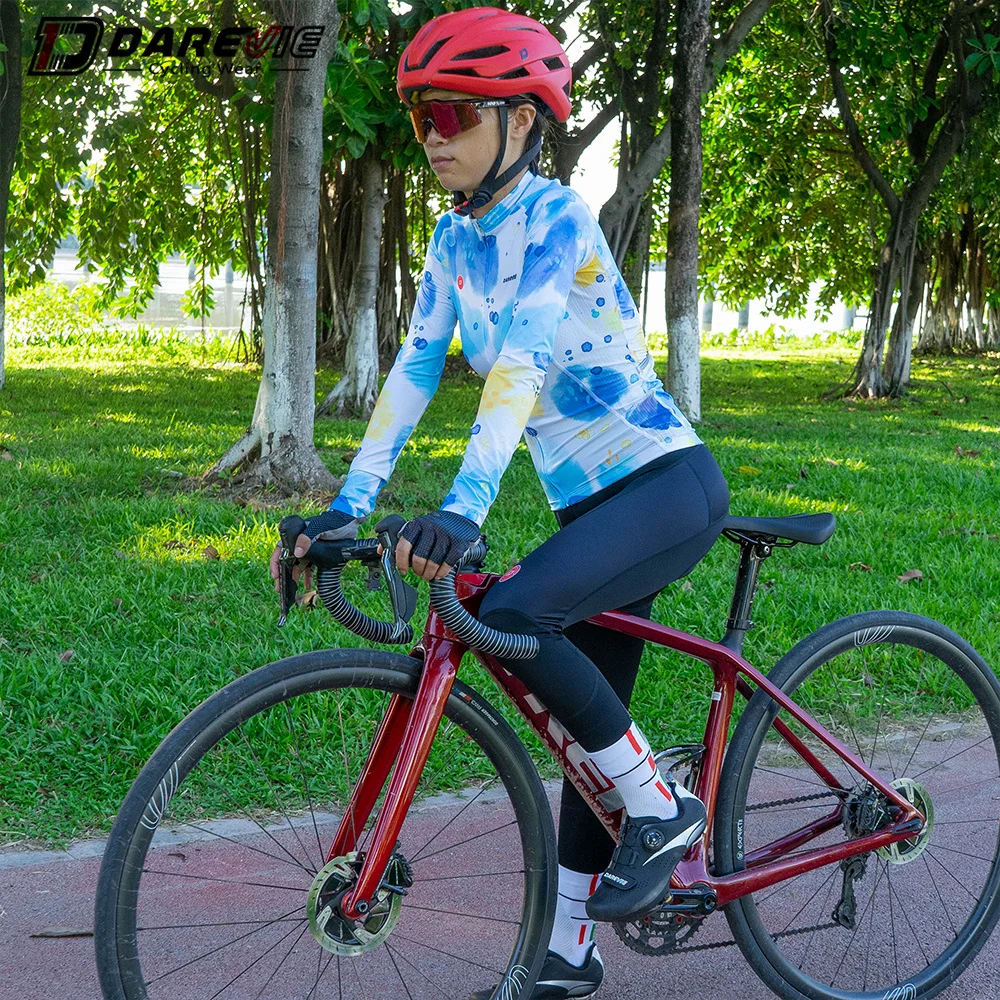 

Manufacture supply modern custom logo winter women long sleeve lightweight cycling jersey cycling bib pant bicycle wear