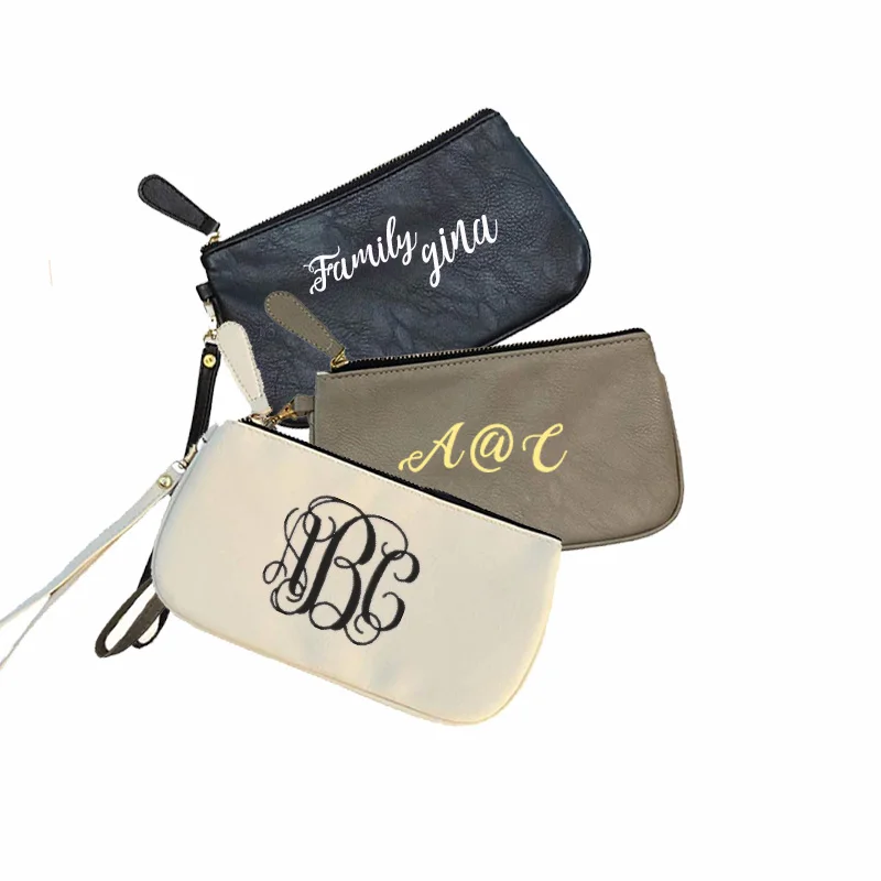 

Wholesale Leather Monogrammed Wristlet, 14colors ,as pics show