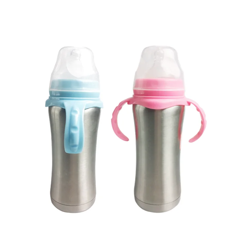 

BPA Free Durable 8oz 240ml Blank Food Grade Stainless Steel Feeding Baby Milk Bottle Water Infant Baby Bottle With Nipple, Blue, pink, can be customized