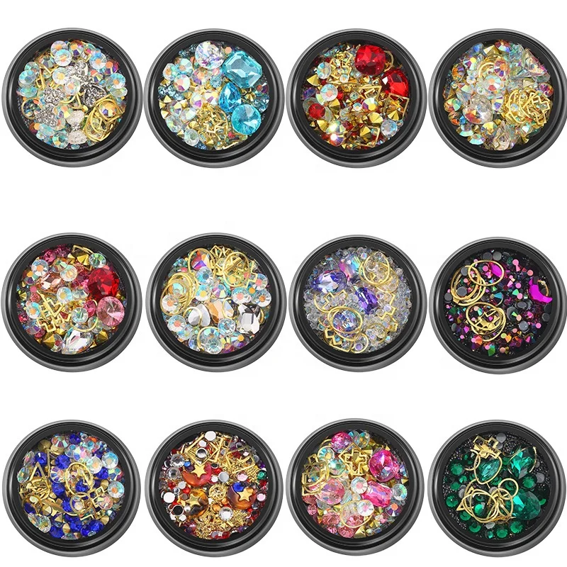 

Colored rhinestone for nails size metal rivet beads studs accessorie nail rhinestone color nail art sticker 3d, Customized