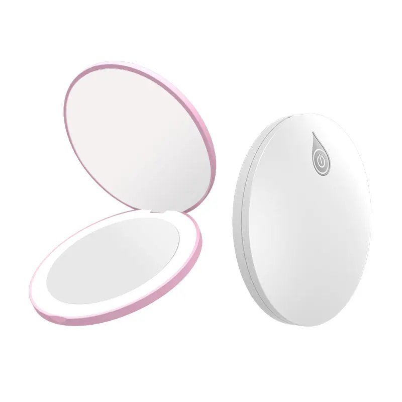 

New released led round touch screen lighted cosmetic travel mirror, Customized color