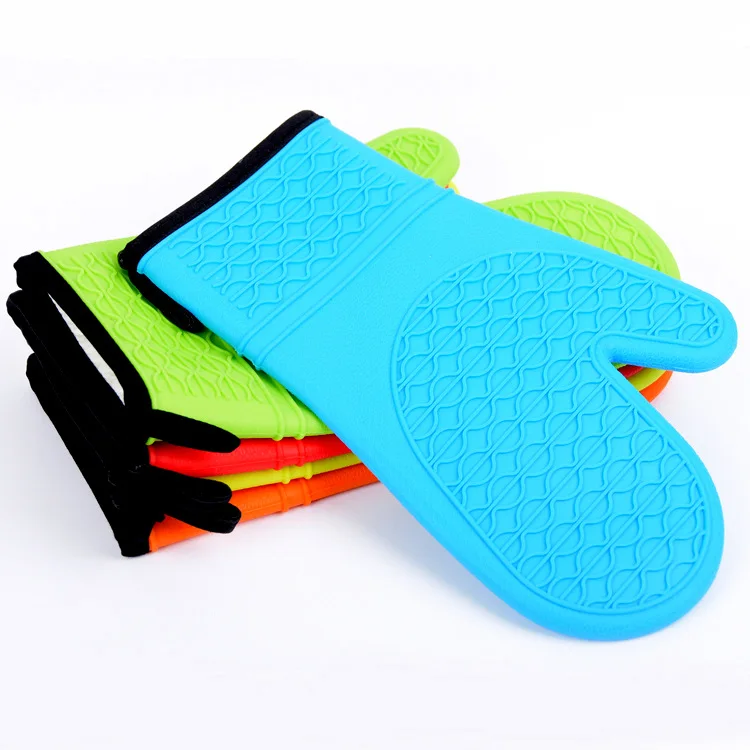 

Silicone Kitchen Microwave Mittens Oven Glove Heat Resistant Gloves Cooking Barbecue Mitts Grill Baking Gloves, Orange, red, blue, green