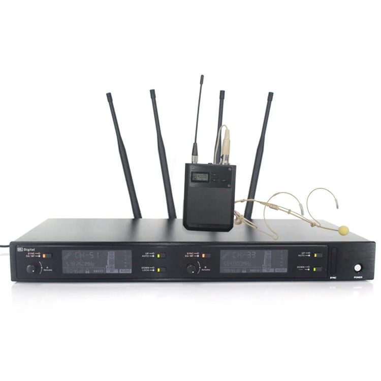 

Professional digital wireless microphone system A-220D wireless conference microphone karaoke headset mic, Black + silver