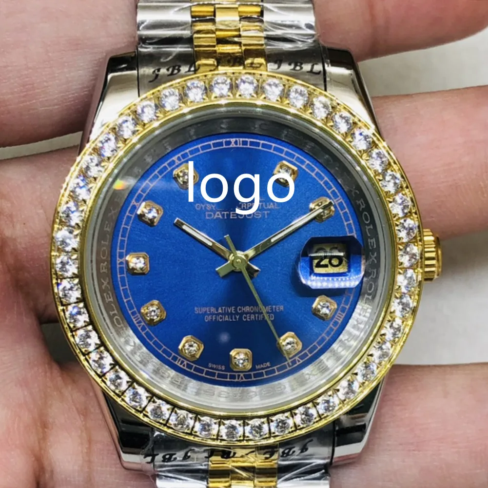 

Swises luxury watch automatic gold diamond Roles mechanical blue watch customizable pointer dial movement