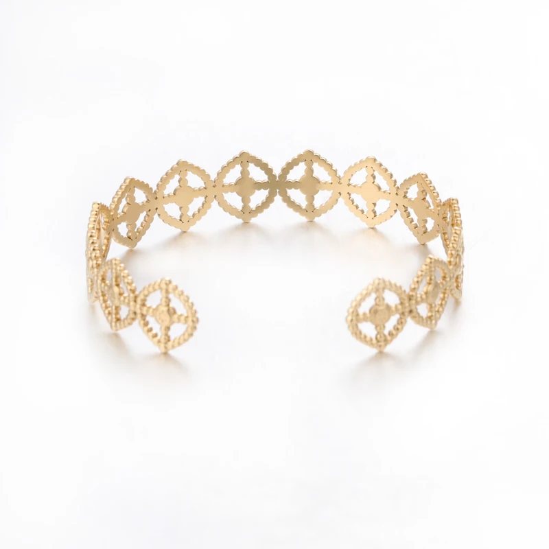 

JB052 Latest 14K hollow round cross bracelet fashion women ornament