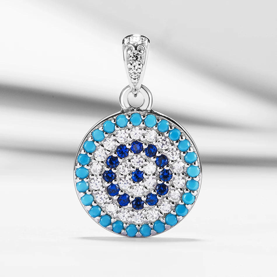 

Forewe Turkish Jewelry 925 Sterling Silver Blue Eye Pendant With Cubic Zircon For Long chain Necklace