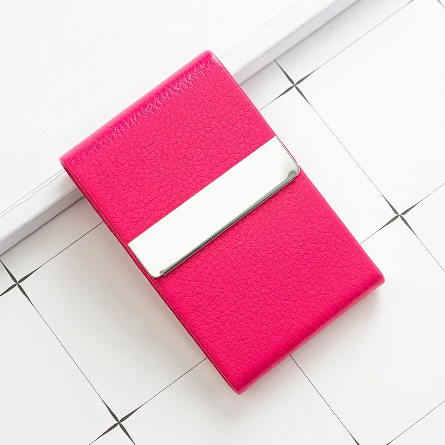 

Bank Clip Sets Hand Push Metal Drawing Stainless Steel Business Card Holder, Red, purple, black, rose, dark coffee, apricot, pink, silver gray