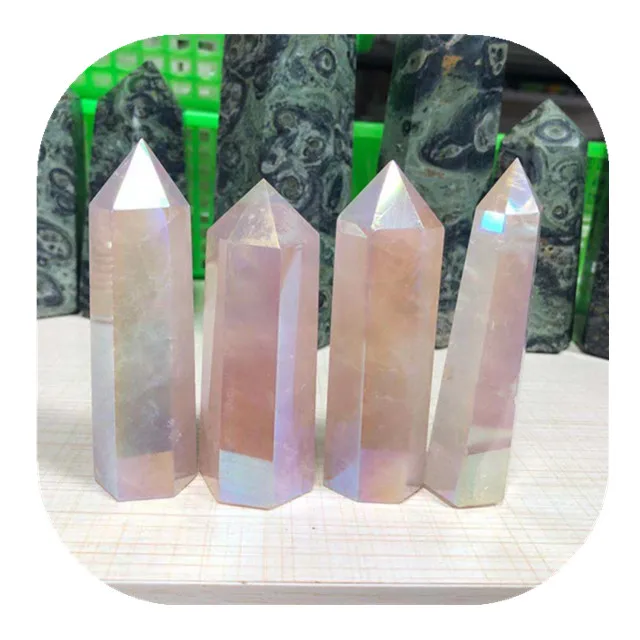 

Natural carved crystals healing towers aura rose quartz wand points for home decor