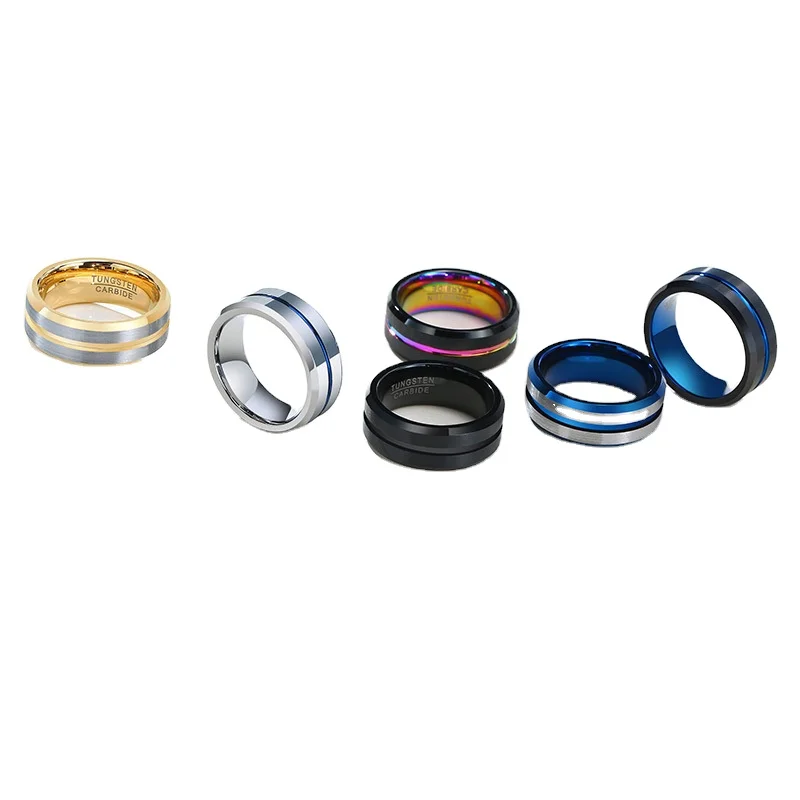 

High Quality Multicolor Fadeless Corkscrew Rings 8mm Men High Polised Tungsten Carbide Band Rings