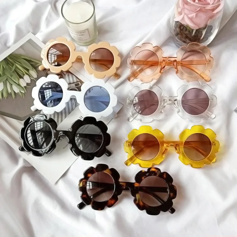 

Fashion Party Vintage Designer Round Flower Kids Baby Safety Sunglasses Toddler Girl Sun Glasses Newest 2021